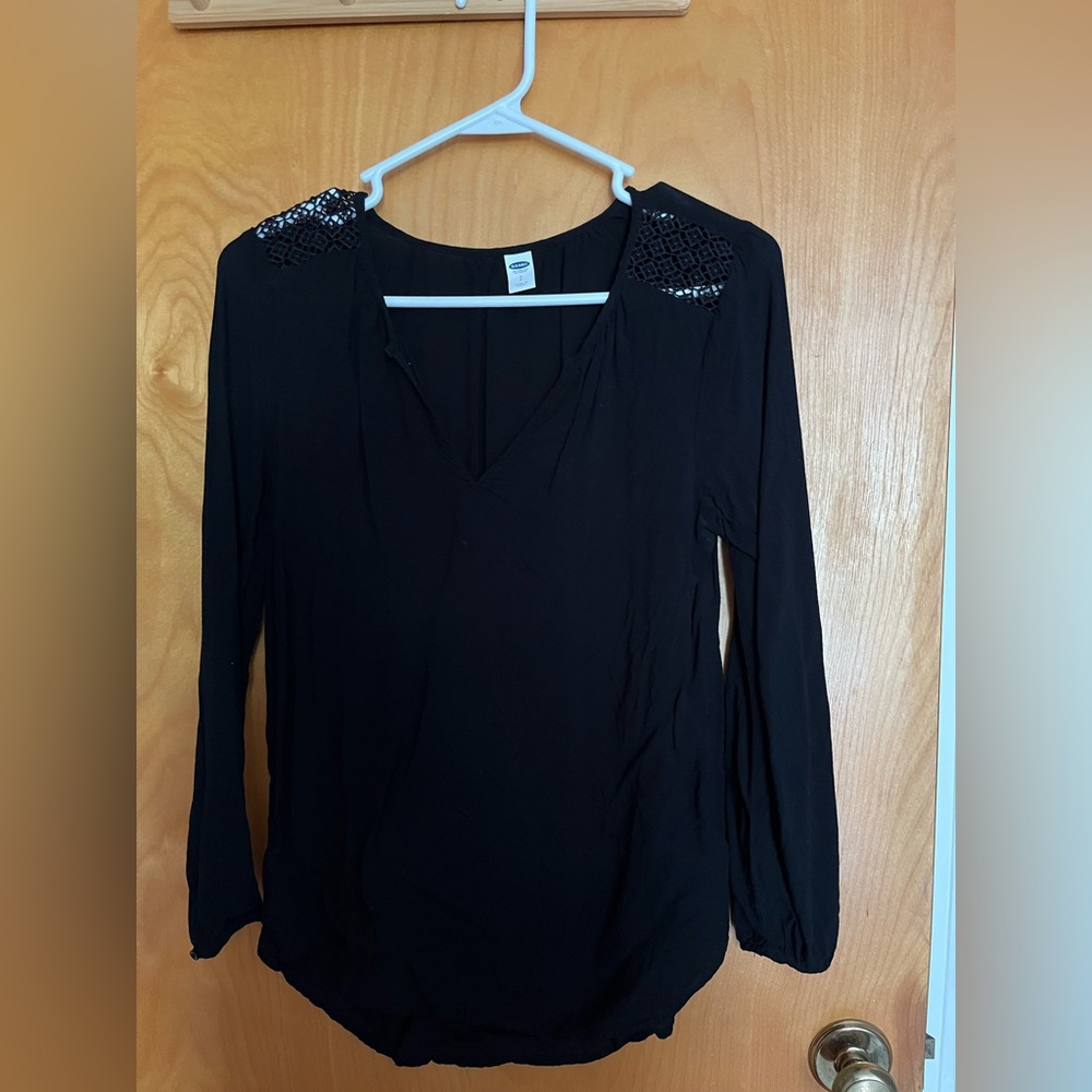 Old Navy Black Blouse with Lace Detail